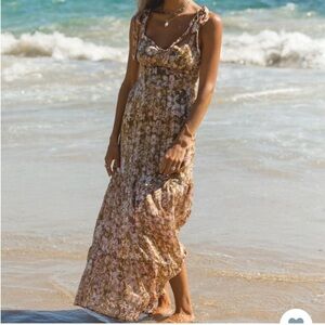 SOLD- Olive Floral Print Maxi Dress